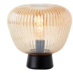 Brilliant Tafellamp Kaizen Glas Metaal Zwart Beige | 250mm - Geschikt voor 1x E27