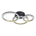 Eglo Plafondlamp Calliera Staal Zwart, Messing 20W 2500lm - 830 Warm Wit | Dimbaar